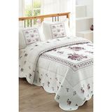 Örtüm Flower Lila Çift Kişilik Kapitone Yatak Örtüsü - Renkli - 250 x 260 cm