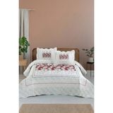 Örtüm Gelincik Çift Kişilik Kapitone Yatak Örtüsü Takımı - Beyaz - Kırmızı - 250 x 260 cm