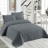 Örtüm Home Textıle Örtüm Antrasit Sarmaşık Çift Kişilik Kapitone Yatak Örtüsü Antrasitkrn - 250 x 260 cm