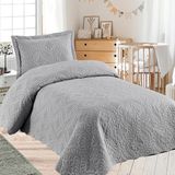 Örtüm Ivy Gri Tek Kişilik Microfiber Kapitone Yatak Örtüsü - 160 x 220 cm