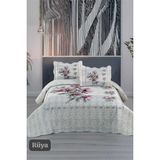 Örtüm Rüya Çift Kişilik Kapitone Yatak Örtüsü Takımı - Beyaz - Mor - 250 x 260 cm