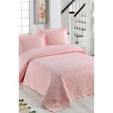 Örtüm Sarmaşık Tek Kişilik Düz Renk Yatak Örtüsü Takımı - Pudra - Pembe - 250 x 260 cm