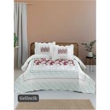 Örtüm Sofline Çift Kişilik Kapitone Yatak Örtüsü, Klasik Desenli Model - Beste Kahve (250 X 260cm) - Kırmızı - 250 x 260 cm