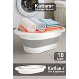 Orvessa 18 Litre Katlanabilir Silikon Çamaşır Sepeti - Pratik ve Hafif - Seçenek 1 - Siyah
