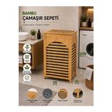 Orvessa Bambu Kapaklı 110 Lt Banyo Çamaşır Sepeti, Katlanabilir ve Doğal Görünüm - Seçenek 1 - Siyah