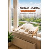 Orvessa Cam/pencere Ahşap Kedi Yatağı - Çok Amaçlı ve Dayanıklı Tasarım Kedi ve Köpek Yatağı - Seçenek 1 - Siyah