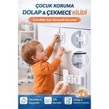 Orvessa Çocuklar Için Güvenli Dolap ve Çekmece Mandallı Kilit Seti Koruyucu ve Kilit