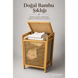 Orvessa Doğal Bambu Kapaklı Kirli Çamaşır Sepeti, Çıkarılabilir Kumaş Torba ile 40X35X60 cm - Seçenek 1 - Siyah