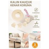 Orvessa Esnek Kauçuk Köşe Koruyucu, 2 Metre, 4 Adet, Krem Renkli Koruyucu ve Kilit