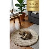 Orvessa Peluş Yuvarlak Kedi ve Köpek Yatağı, Kaymaz Taban ve Ultra Yumuşak Konfor 65X65 cm - Seçenek 1 - Siyah