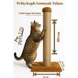 Orvessa Renkli Peluş Tırmalama Tahtası, Doğal Jüt Halatlı, 80 cm Kedi Tırmalaması