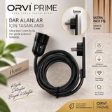 ORVI PRIME Orvı Prıme Yeni Nesil Ince Fişli Tekli Uzatma Kablosu 50 cm Siyah – Dar Alanlar Için