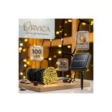 ORVİCA Solar 12 Metre 100 Ledli Gün Işığı 8 Mod Dış Bahçe Aydınlatma Dekorasyon Süsleme Güneş Enerjili Led Işık