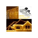 ORVİCA Solar Güneş Enerjili Yeni Nesil Perde Led Işık 4 Metre Genişlik 50x60x70 Saçak Gün Işığı Balkon Peyzaj Bahçe Saçaklı Led Işık