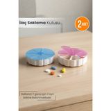 Orvila 2 Adet Haftalık Günlük Hap Vitamin Ilaç Saklama Kutusu Yuvarlak Model - Çok Renkli