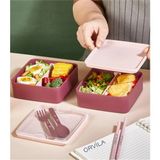 Orvila 2 Katlı Kare Lunchbox Yemek Saklama Kabı Beslenme Kutusu Seti-Sporcu Öğrenci Fitness Okul Işyeri Sefer Tası - Renkli