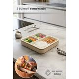 Orvila 3 Bölmeli Sızdırmaz Kilitli Kapaklı Yemek Kabı Hava Geçirmez Yemek Kutusu - Krem