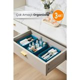 Orvila 3'lü Makyaj Düzenleyici Kutu Pratik Organizer Çok Amaçlı Organizer Kutu - Turkuaz