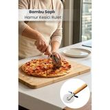 Orvila Bambu Saplı Pizza ve Hamur Kesici Rulet - Ahşap