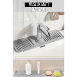 Orvila Elastik Musluk Matı Su Tutucu Düzenleyici Kaydırmaz Taban Organizer Mutfak Banyo Lavabo Gri
