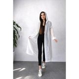 Orvila Eva Su Geçirmez Kaliteli Uzun Yağmurluk Unisex - Kadın Erkek Kapüşonlu Çıtçıtlı Standart Beden - Beyaz
