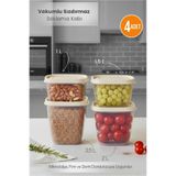 Orvila Krem 4lü Vakumlu Sızdırmaz Kapaklı Saklama Kabı Erzak Düzenleyici Set 1L, 1,5L, 2L, 2,5L