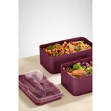 Orvila Mega Boy 2 Katlı Yemek Saklama Kabı 2 Litre - Kendinden Çatal Kaşık Servisli Lunch Box Set - Mürdüm
