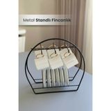 Orvila Metal 6 Kancalı Şık Fincan Askılığı Bardak Standı Kahve Fincanı Standı Fincanlık - Siyah - Standlı