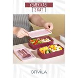 Orvila Orvila 2 Kat Yemek Saklama Kabı Beslenme Kutusu Seti - Sporcu Diyet Öğrenci Fitness Okul Işyeri Sefer Tası