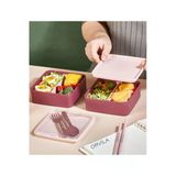 Orvila Orvila 2 Katlı Kare Lunchbox Yemek Saklama Kabı Beslenme Kutusu Seti-Sporcu Öğrenci Fitness Okul Işyeri