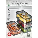 Orvila Orvila 4X Adet Füme 3 Lt Frostora Kapaklı Buzdolabı Organizeri & Saklama Kabı & Düzenleyici & Erzak Kabı