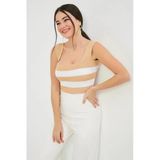 Orvila Orvila Kadın Kare Yaka Askılı Triko Bluz Atlet Crop