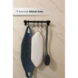 Orvila Orvila Siyah Metal Banyo Ve Mutfak Askısı 5 Kancalı Askı Demiri 24 Cm Çubuk