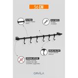 Orvila Orvila Siyah Metal Mutfak Ve Banyo Askısı 6 Kancalı Askı Demiri 56 Cm Çubuk