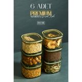 Orvila Premium 6 Adet Sızdırmaz Contalı Erzak Bakliyat Saklama Kabı Yeşil