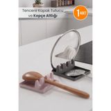 Orvila Tencere Kapak Tutucu ve Kepçe Altlığı - Kaşıklık - Çok Renkli