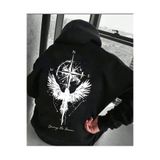 ORVIO Group Erkek hoodie kapüşonlu sweatshirt sırt baskılı oversize sokak stili rahat günlük