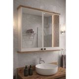 Orysa Design AD-1 Banyo Dolabı, 2 Kapaklı Lavabo Üstü Aynalı Banyo Dolabı - Beyaz/Atlantik Çam