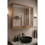 Orysa Design Ad-1 Banyo Dolabı, 2 Kapaklı Lavabo Üstü Aynalı Dolap, Çok Amaçlı Dolap, Atlantik Çam Aynalı Dolap