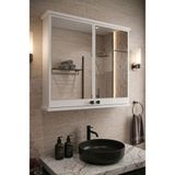 Orysa Design AD-1 Banyo Dolabı, 2 Kapaklı Lavabo Üstü Aynalı Dolap, Çok Amaçlı Dolap, Beyaz Aynalı Dolap