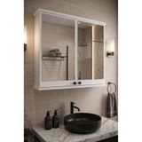 Orysa Design Banyo Dolabı, 2 Kapaklı Beyaz Lavabo Üstü Aynalı Banyo Dolabı, Çok Amaçlı Dolap