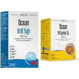 Orzax Ocean Vitamin D3 600 Iu 20 ml Sprey + Orzax Ocean Krill Oil 500 Mg Omega 3 30 Softjel Kapsül
