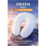 ORZEN Beyaz Ortopedik Seyahat Yastığı Visco Boyun Destekli Seyahat Yastığı