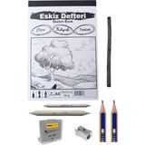 O&S Eskiz Seti, Eskiz Başlangıç Seti, Defter, Kömür Kalemi, Pastel Dağıtıcı, Hamur Silgi..