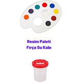 O&S Resim Paleti, Su Fırça Kabı, Resim Seti, Boya Paleti Palet Balet Resim Fırça Kap