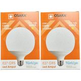 Osaka 15W (100W) 3000K (Günışığı) E27 Duylu G95 LED Glop Ampul (2 Adet) - Gün Işığı