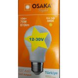 Osaka Light 12-30 Volt Arası Ile Çalışır 10w Led Gemici Ampulü E27 Duylu 3000k Gün Işığı (SARI) A60 810lm