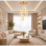 Osc Home Aydınlatma Tasarım Modern LED Avize Kumandalı Avize Sarı Kasa