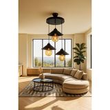 Osc Home Aydınlatma Tasarım Osc Home Japon Tasarım 3lü Rustik Avize Siyah Plastik Malzeme ile Modern Aydınlatma