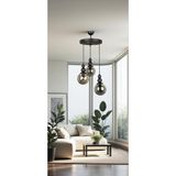 Osc Home Aydınlatma Tasarım Spor Avize Füme Cam 3lü - Siyah